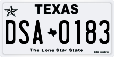 TX license plate DSA0183