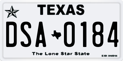 TX license plate DSA0184
