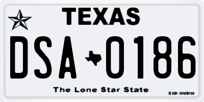 TX license plate DSA0186