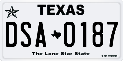 TX license plate DSA0187