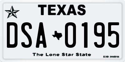TX license plate DSA0195