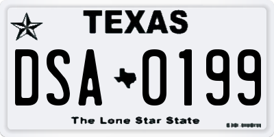 TX license plate DSA0199