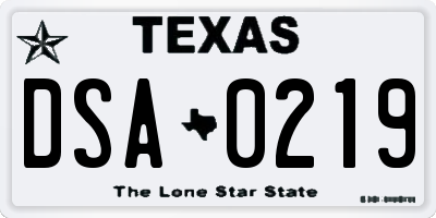 TX license plate DSA0219