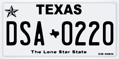 TX license plate DSA0220