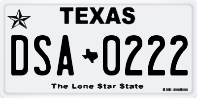 TX license plate DSA0222