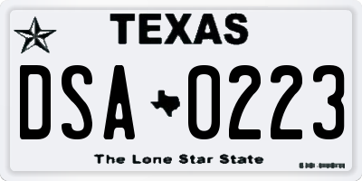 TX license plate DSA0223