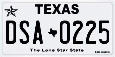 TX license plate DSA0225