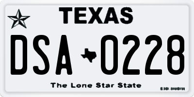 TX license plate DSA0228