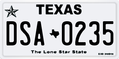 TX license plate DSA0235
