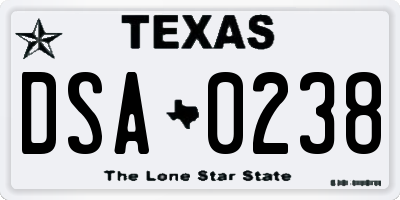 TX license plate DSA0238