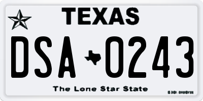 TX license plate DSA0243