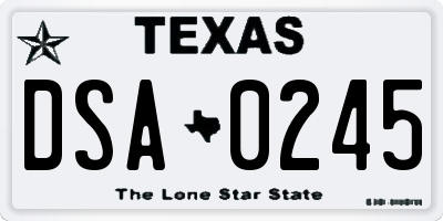 TX license plate DSA0245