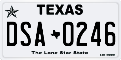TX license plate DSA0246