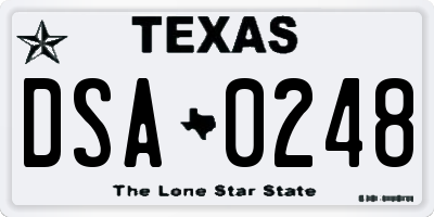 TX license plate DSA0248