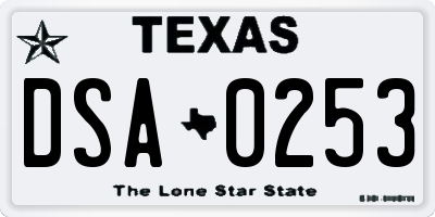 TX license plate DSA0253
