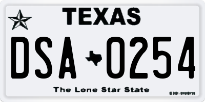 TX license plate DSA0254