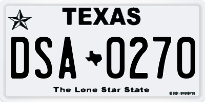TX license plate DSA0270