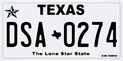 TX license plate DSA0274