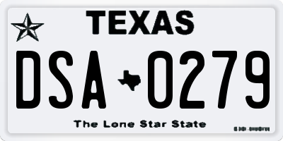 TX license plate DSA0279