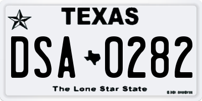TX license plate DSA0282