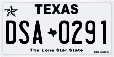 TX license plate DSA0291