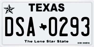 TX license plate DSA0293