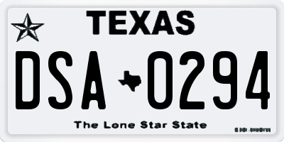 TX license plate DSA0294