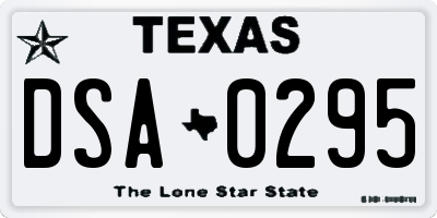 TX license plate DSA0295