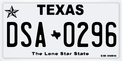 TX license plate DSA0296