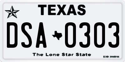 TX license plate DSA0303