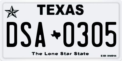 TX license plate DSA0305