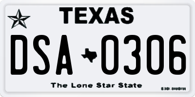 TX license plate DSA0306