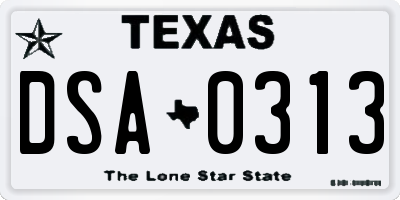 TX license plate DSA0313