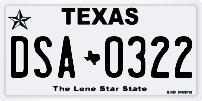 TX license plate DSA0322