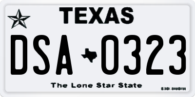 TX license plate DSA0323
