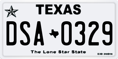 TX license plate DSA0329