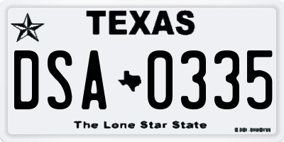 TX license plate DSA0335