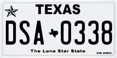 TX license plate DSA0338