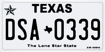 TX license plate DSA0339