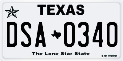 TX license plate DSA0340