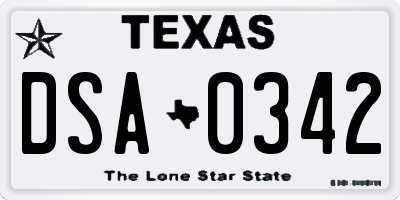 TX license plate DSA0342