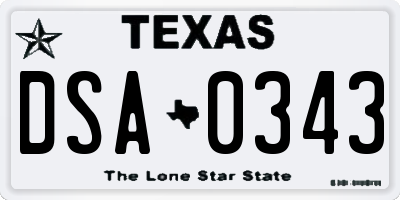 TX license plate DSA0343
