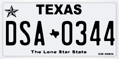 TX license plate DSA0344