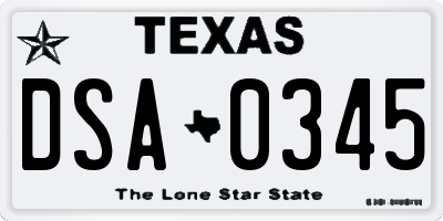 TX license plate DSA0345