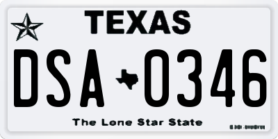 TX license plate DSA0346