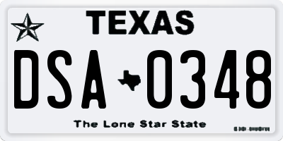 TX license plate DSA0348