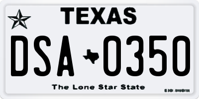 TX license plate DSA0350