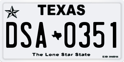 TX license plate DSA0351