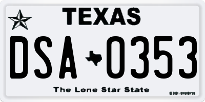 TX license plate DSA0353