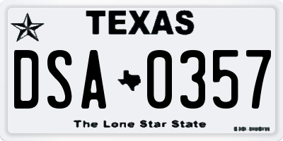 TX license plate DSA0357